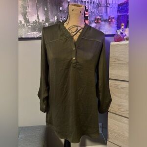 Two satin shifts. Olive Green and black. GUC.